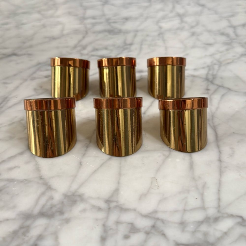 Vintage Brass Napkin Rings Unique Round Holder Set of 6